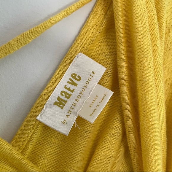 Anthropologie Maeve Horizon 100% Linen Yellow Twist Open Back Top Shirt XL - Picture 6 of 11